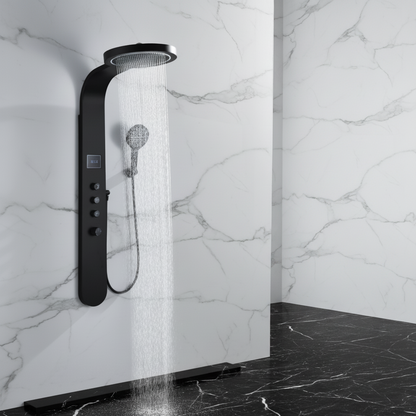 Douchepaneel Elena - LED - Digitaal display - Matte black - 145 × 18 × 65 cm