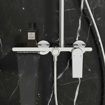 Opbouw regendoucheset Cynthia - Chrome - 130 × 35 × 25 cm