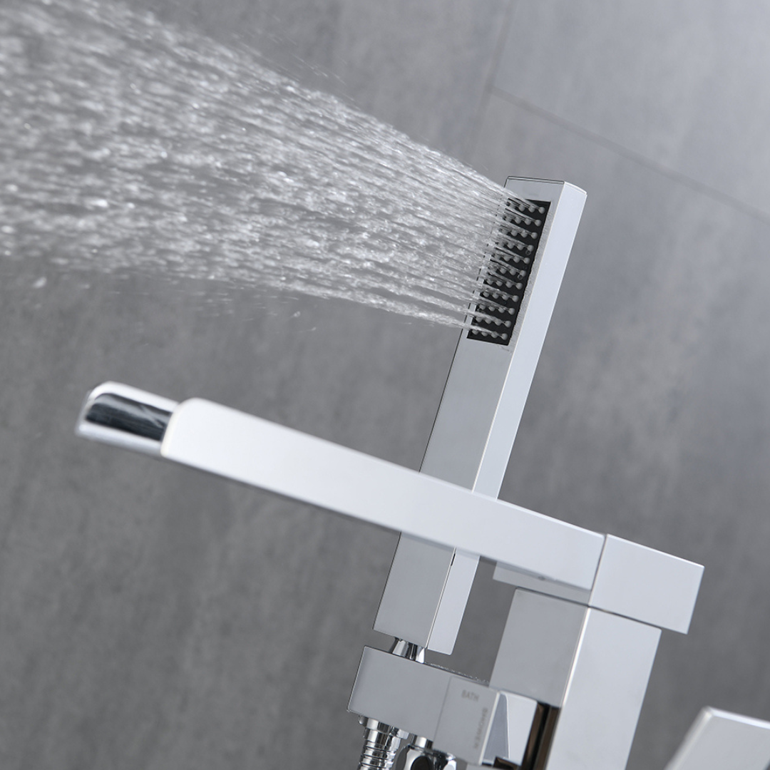 Vrijstaande Badkraan Lisandro – Watervaluitloop –  Chrome - 87 × 22 × 15 cm