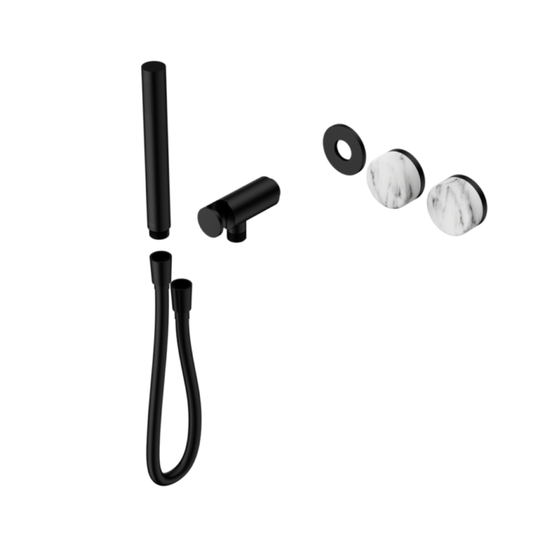 Inbouw douchemengkraan – Sorrento – Arabescato Corchia – Staafhanddouche – Zonder achterplaat – Matte black