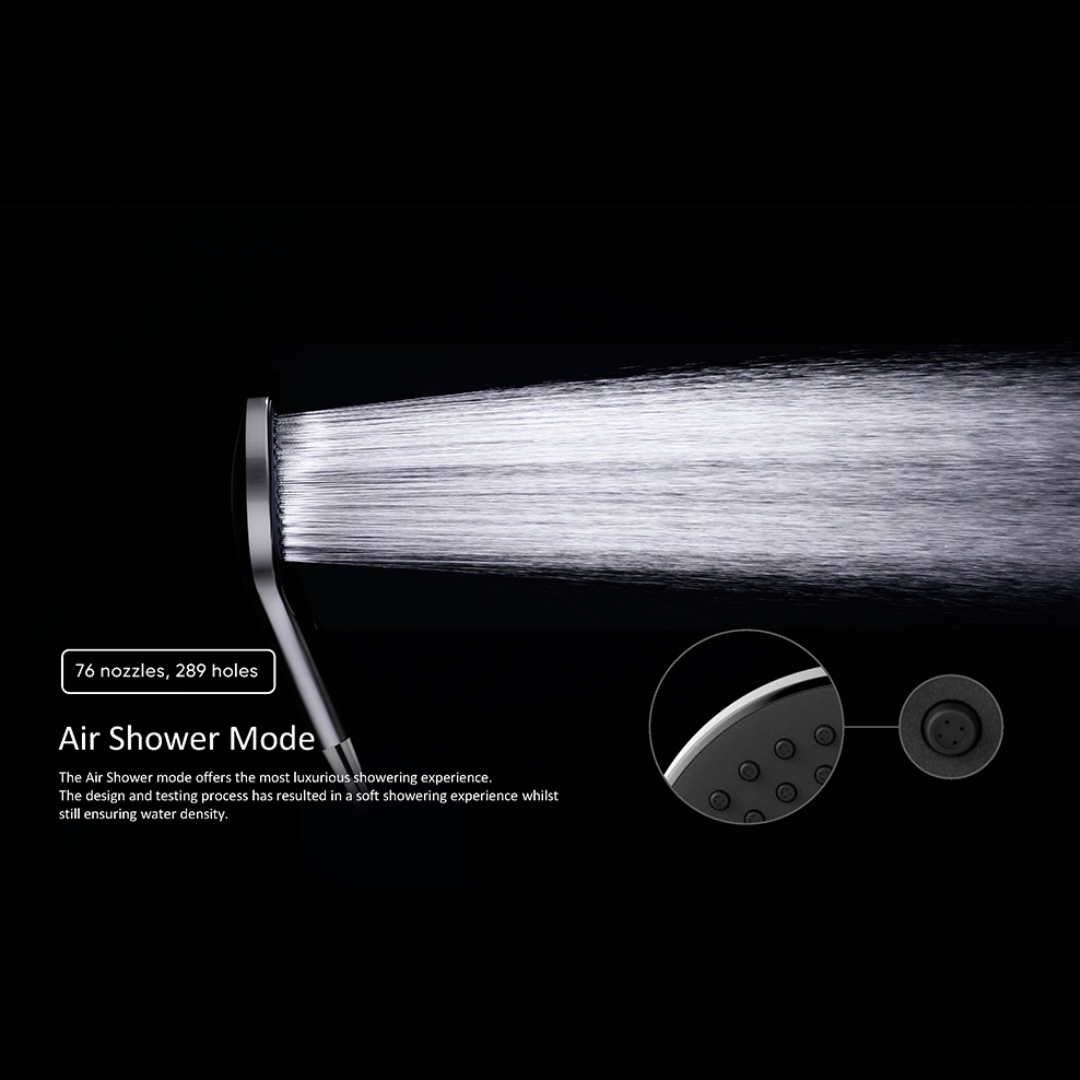 Regendoucheset Valencia – Graphite - Air shower II - Met inbouwmengkraan