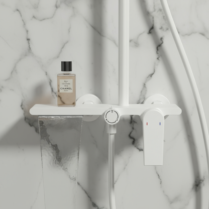 Opbouw regendoucheset Cynthia - Matte white - 130 × 35 × 25 cm