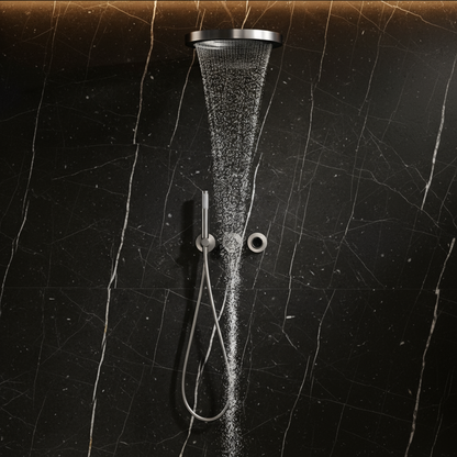 Thermostatische Inbouw Regendoucheset Marino – Digitale display - Waterval & Staafhanddouche – Gunmetal Grey