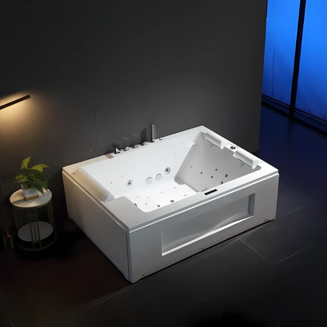 Opbouw Massagebad – Valencia – Glans Wit – 190x142x65 cm