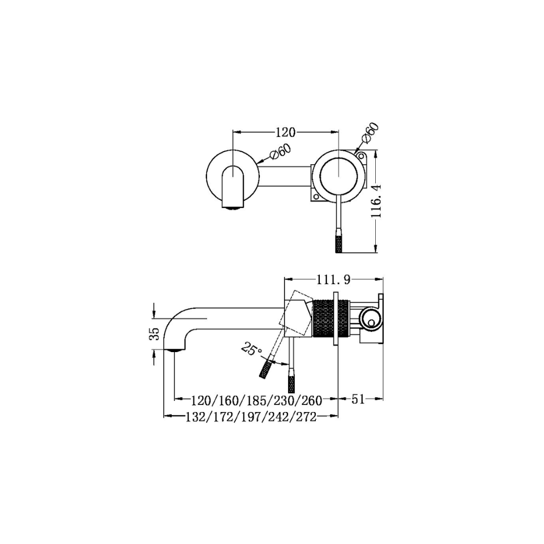 Inbouw wastafelkraan Valencia – Zonder achterplaat - Brushed bronze