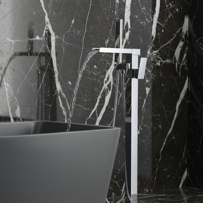 Vrijstaande Badkraan Lisandro – Watervaluitloop –  Chrome - 87 × 22 × 15 cm