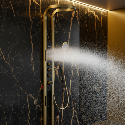 Thermostatisch Douchepaneel Marcelo – Digitale Display - Brushed gold - 182 × 40 × 52 cm