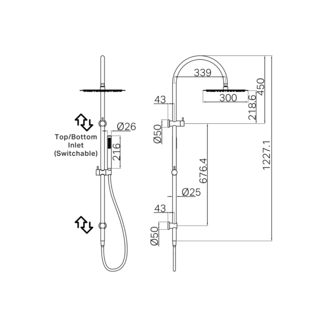 Regendoucheset Capri – Brushed nickel - Met inbouwmengkraan