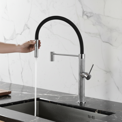 Semi-professionele Keukenkraan Angelica – Uittrekbare Uitloop – Chrome - 52.9 × 24.9 × 5.5 cm