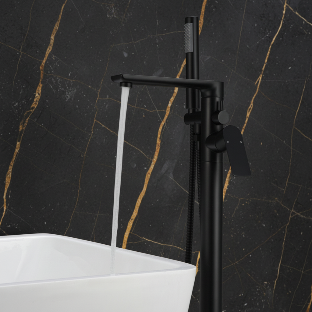 Vrijstaande badkraan Emilia - Matte black - 88 × 22 × 16 cm