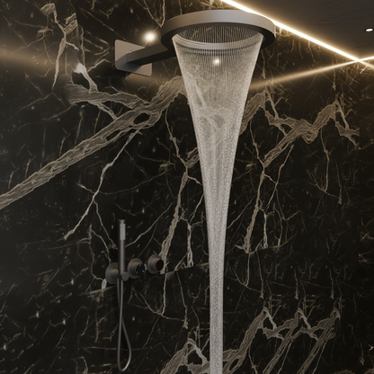 Thermostatische Inbouw Regendoucheset Marino – Digitale display - Waterval & Staafhanddouche – Gunmetal Grey