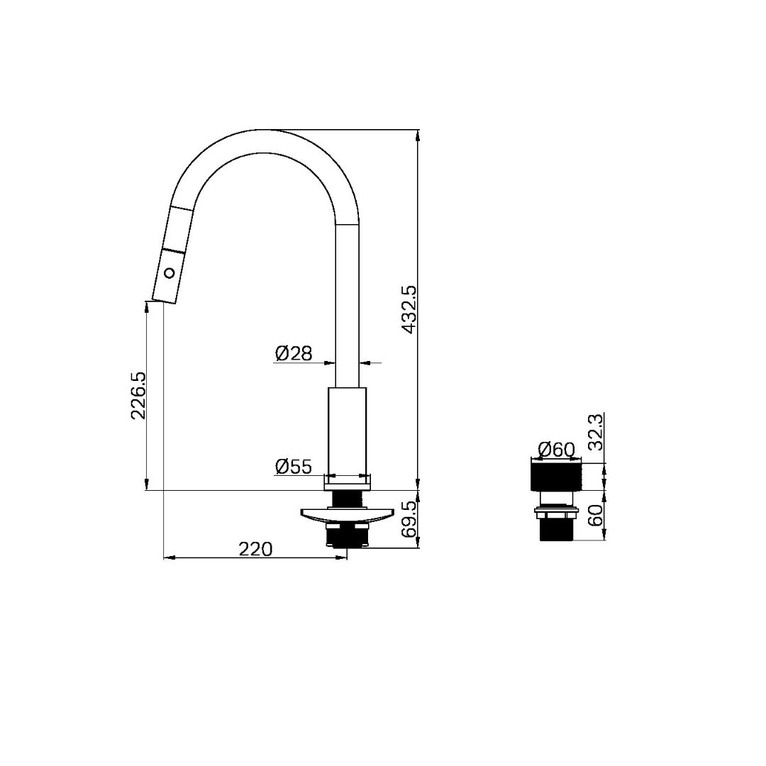 Keukenkraan Valencia – 2-Gats – Brushed gold