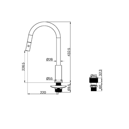Keukenkraan Valencia – 2-Gats – Brushed gold