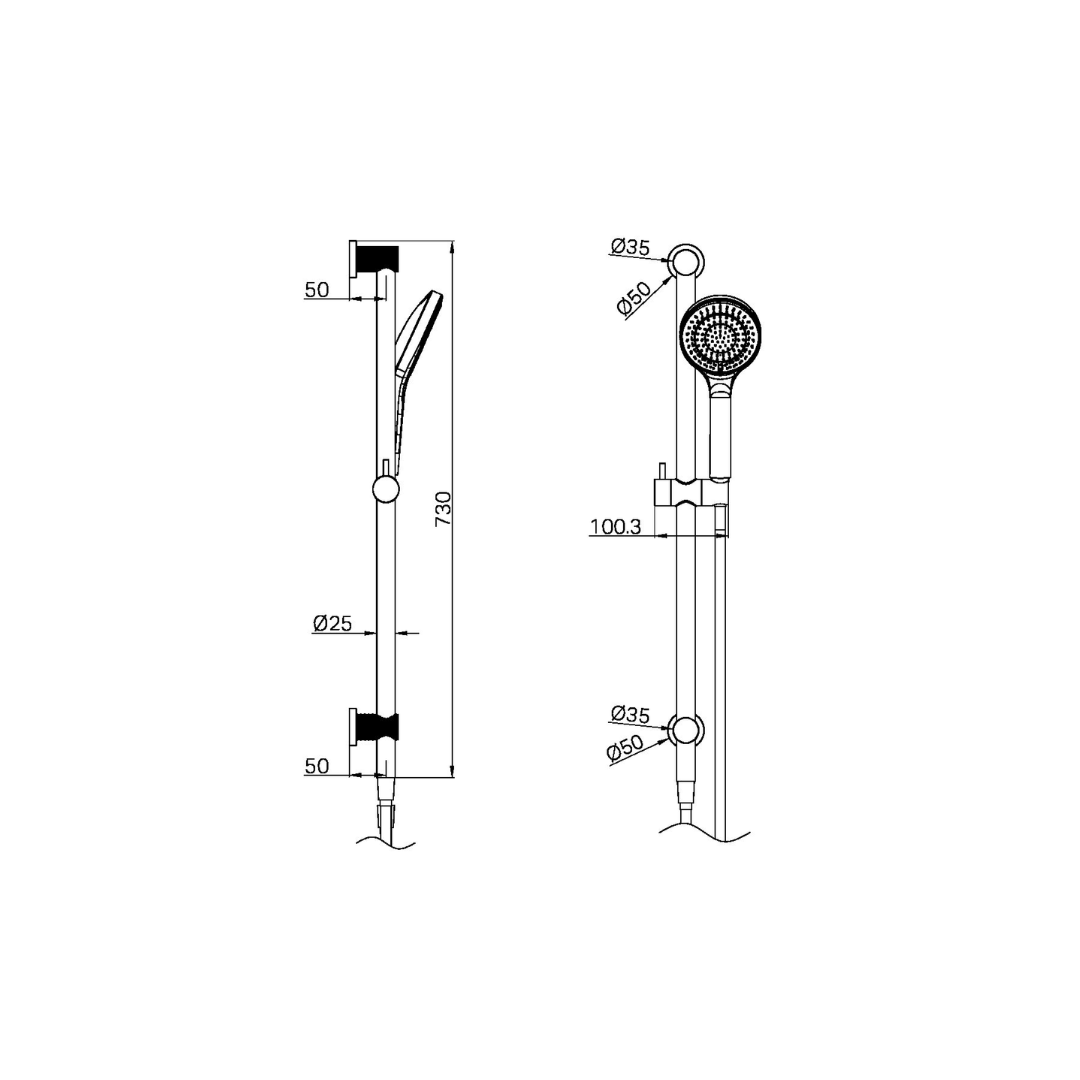 Handdouche met glijstang - Valencia – Air shower - Brushed nickel