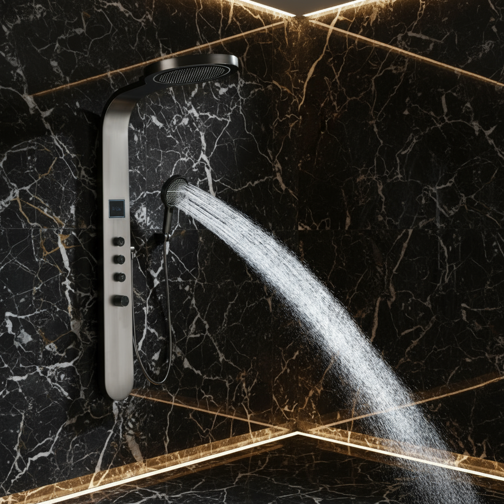 Douchepaneel Elena - LED - Digitaal display - Gunmetal grey - 145 × 18 × 65 cm