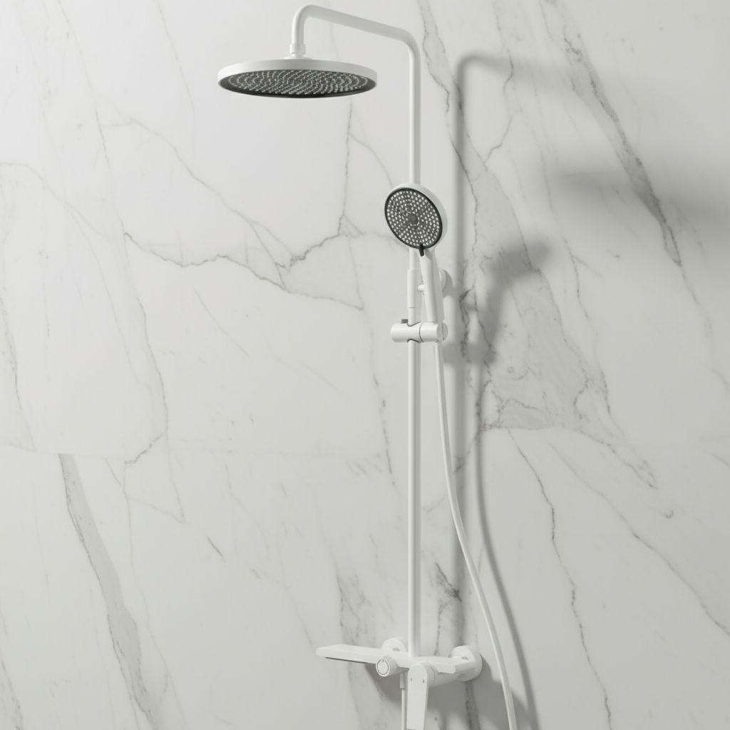 Opbouw regendoucheset Cynthia - Matte white - 130 × 35 × 25 cm