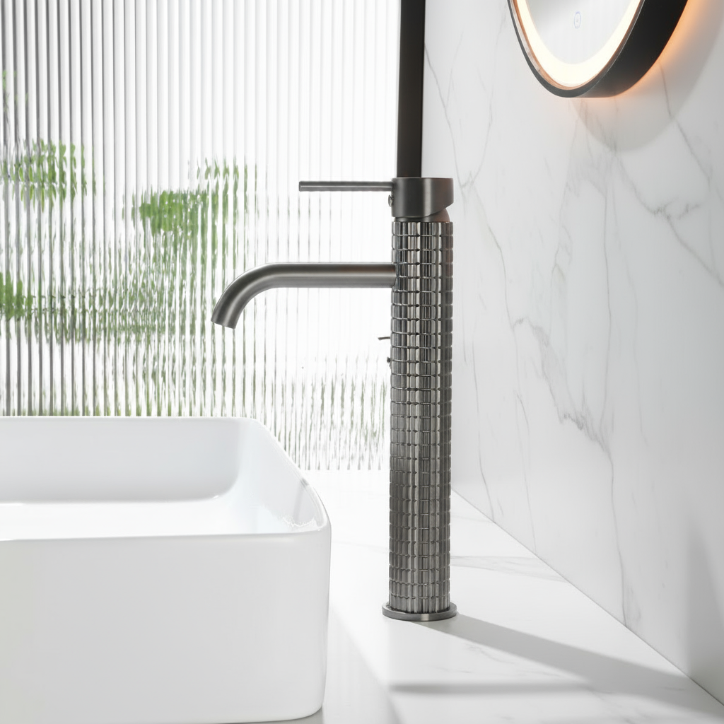 Hoge wastafelkraan Angelica - Gunmetal grey - 30,5 × 5,5 × 19 cm