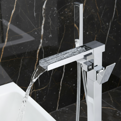 Vrijstaande Badkraan Lisandro – Watervaluitloop –  Chrome - 87 × 22 × 15 cm