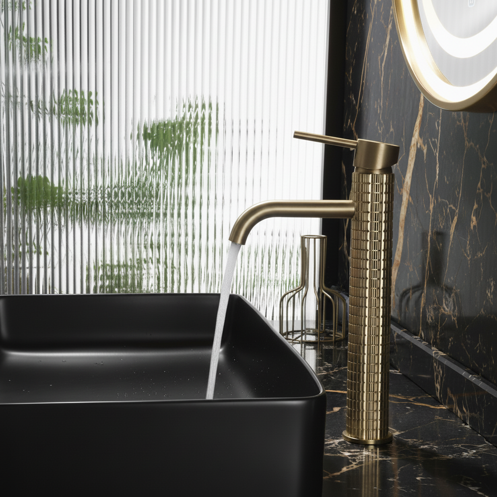 Hoge wastafelkraan Angelica - Brushed gold - 30,5 × 5,5 × 19 cm