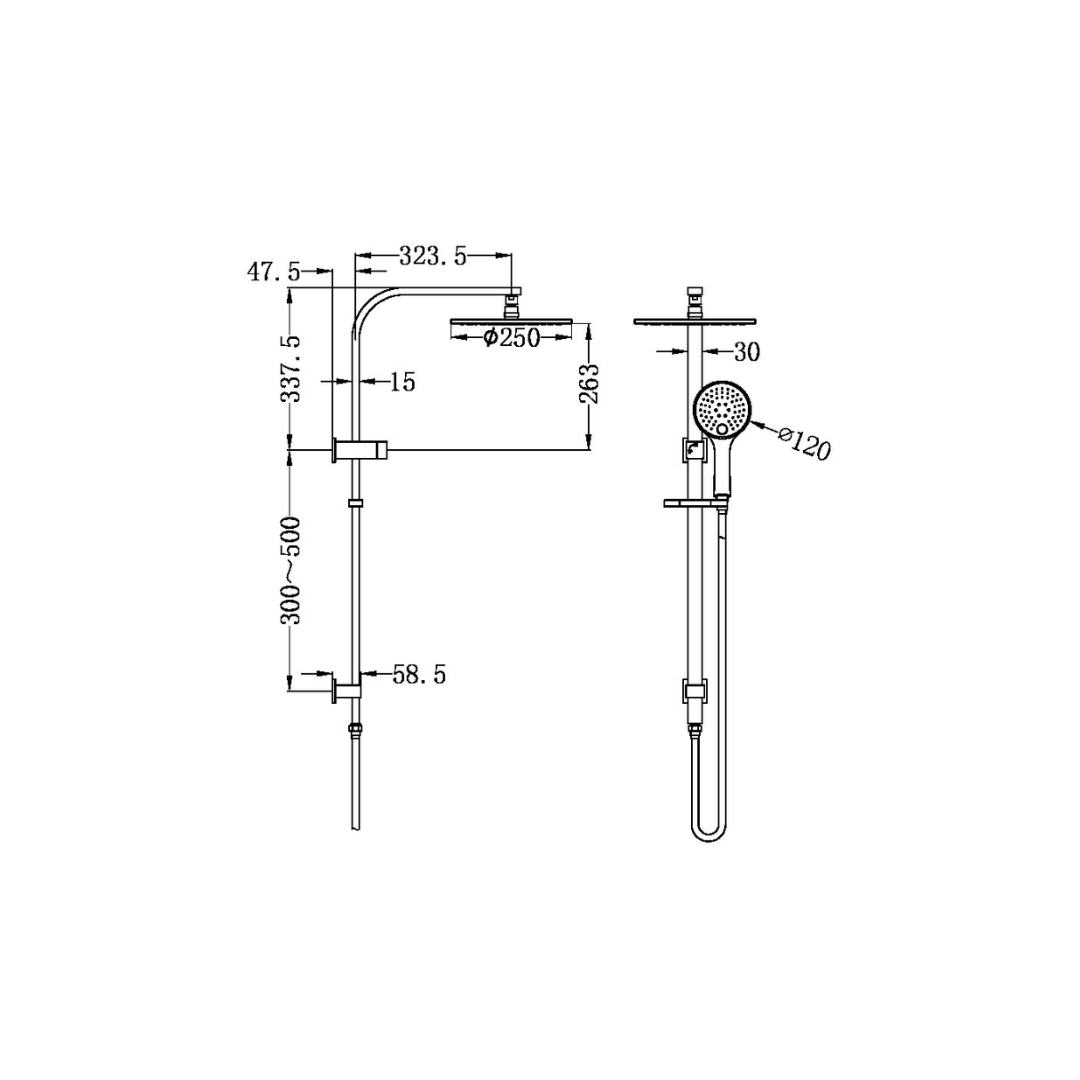 Regendoucheset Portofino - Brushed bronze - Met inbouwmengkraan