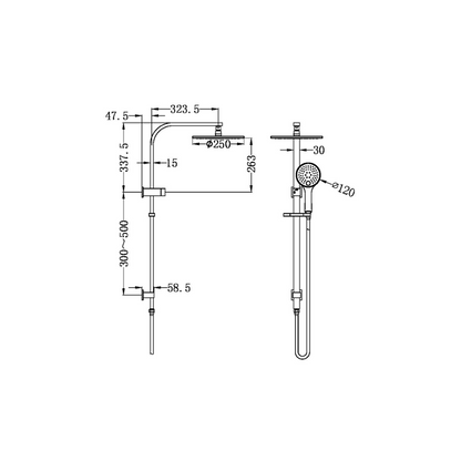 Regendoucheset Portofino - Brushed bronze - Met inbouwmengkraan