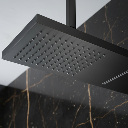 Douchepaneel Manuel – Waterval – Massagejets – Gunmetal grey, chrome - 150 × 20 × 60 cm