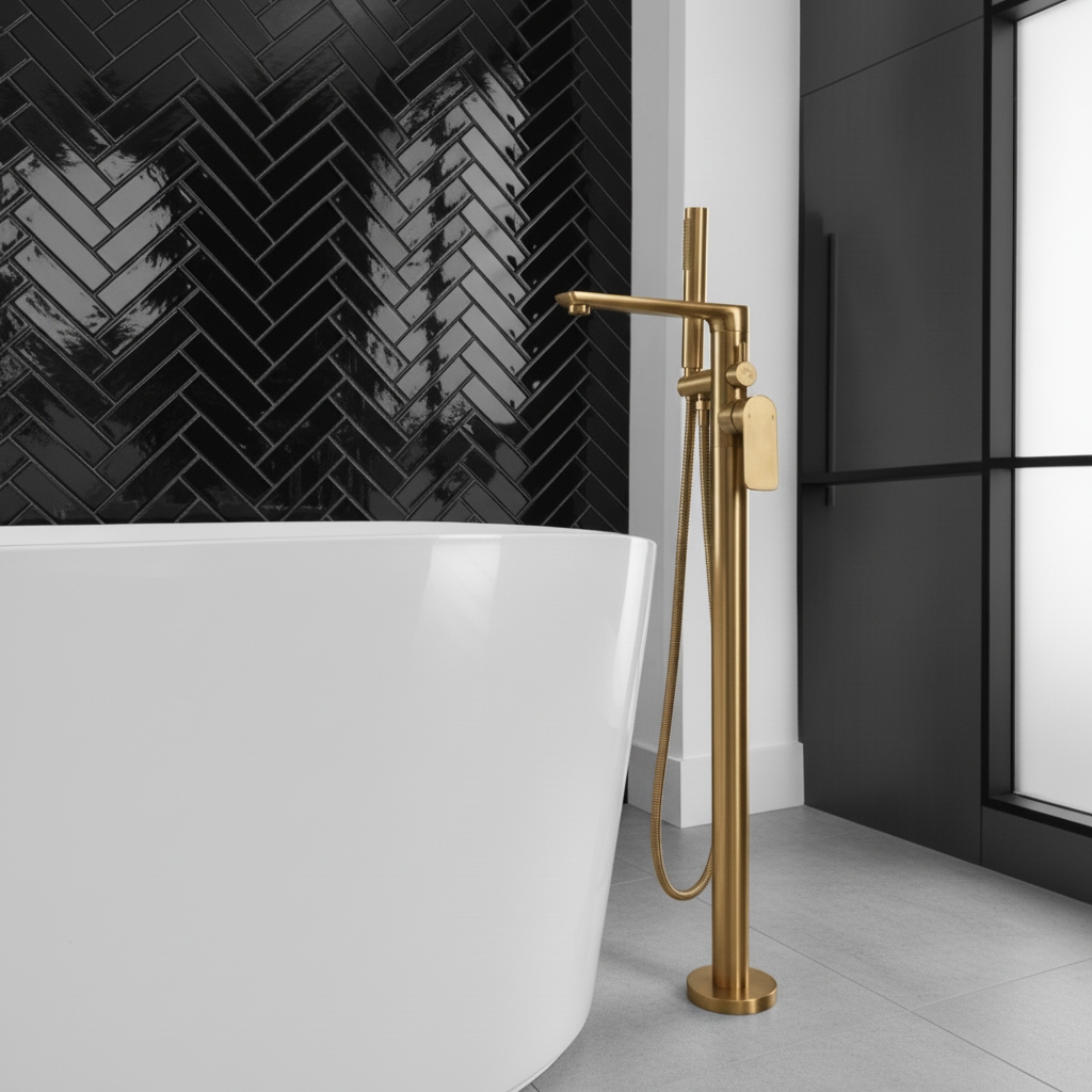 Vrijstaande badkraan Emilia - Brushed gold - 88 × 22 × 16 cm