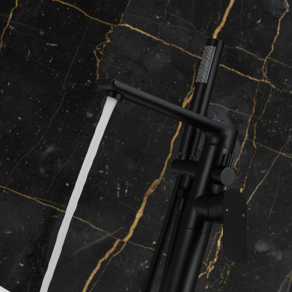 Vrijstaande badkraan Emilia - Matte black - 88 × 22 × 16 cm