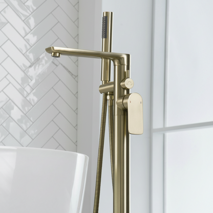 Vrijstaande badkraan Emilia - Brushed gold - 88 × 22 × 16 cm