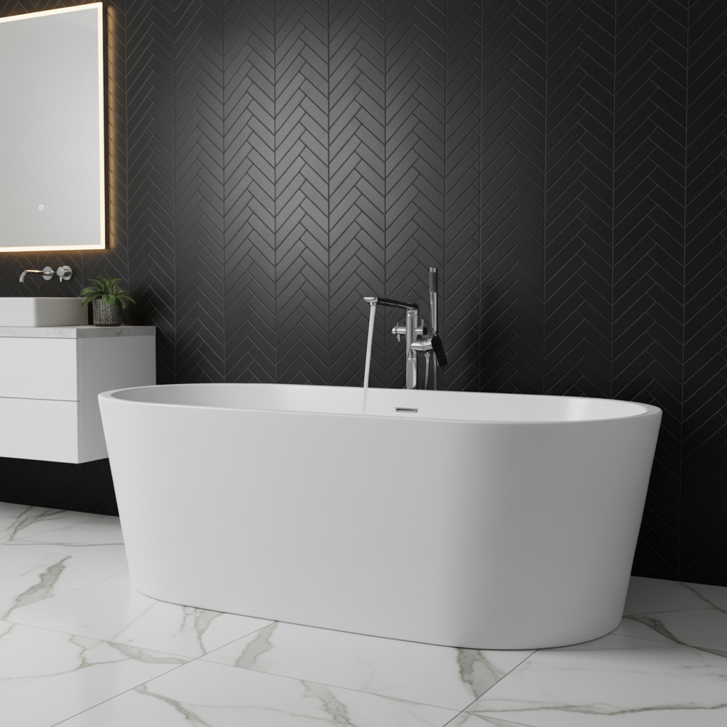 Vrijstaande badkraan Emilia - Chrome - 88 × 22 × 16 cm