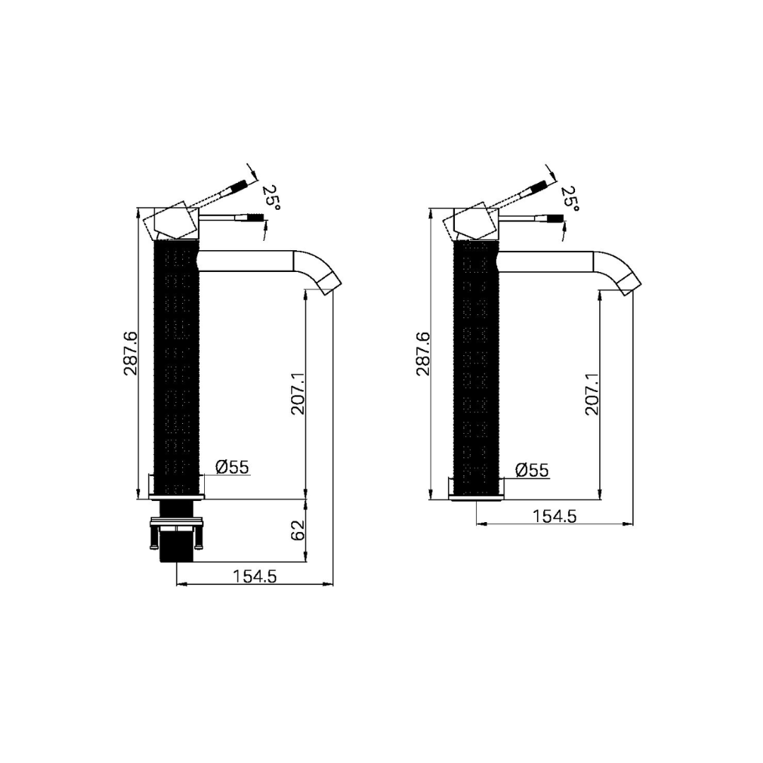 Hoge wastafelkraan Valencia - 1-Gats - Brushed gold
