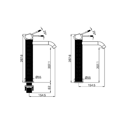 Hoge wastafelkraan Valencia - 1-Gats - Brushed nickel