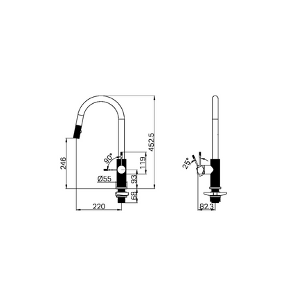 Keukenkraan Valencia – Uittrekbaar met sprayfunctie – Graphite