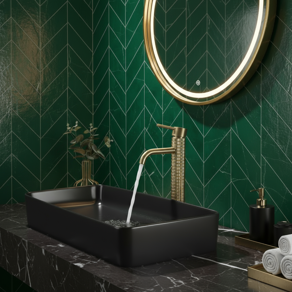 Hoge wastafelkraan Angelica - Brushed gold - 30,5 × 5,5 × 19 cm