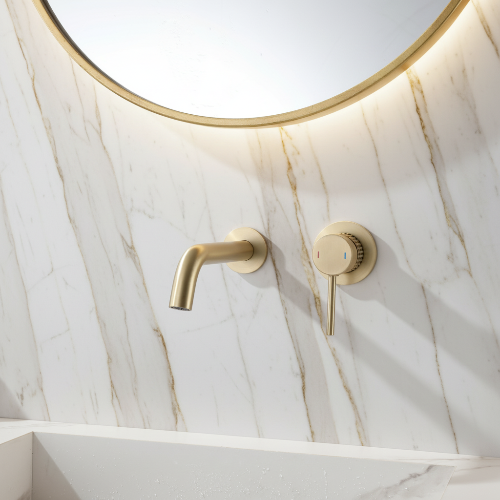 Inbouw wastafelkraan Angelica - Brushed gold - 23 × 20.5 × 10 cm