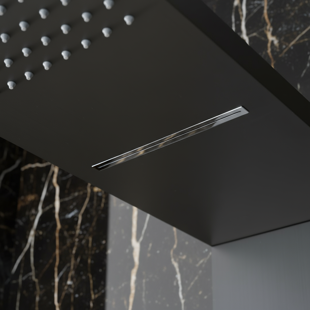 Douchepaneel Manuel – Waterval – Massagejets – Gunmetal grey, chrome - 150 × 20 × 60 cm