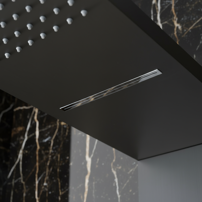 Douchepaneel Manuel – Waterval – Massagejets – Gunmetal grey, chrome - 150 × 20 × 60 cm