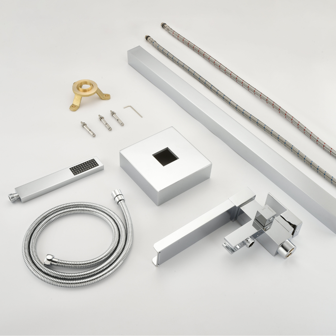 Vrijstaande Badkraan Lisandro – Watervaluitloop –  Chrome - 87 × 22 × 15 cm