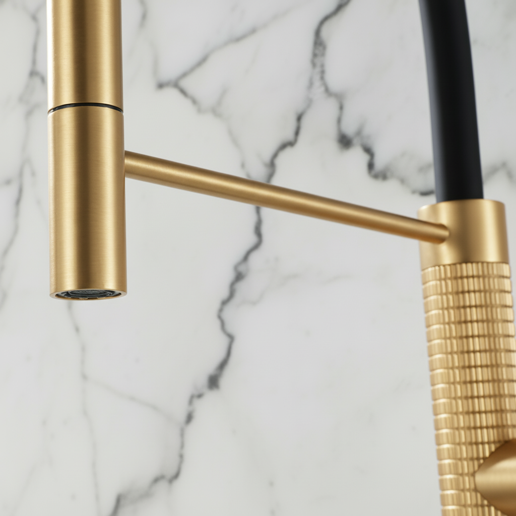 Semi-professionele Keukenkraan Angelica – Uittrekbare Uitloop – Brushed gold - 52.9 × 24.9 × 5.5 cm