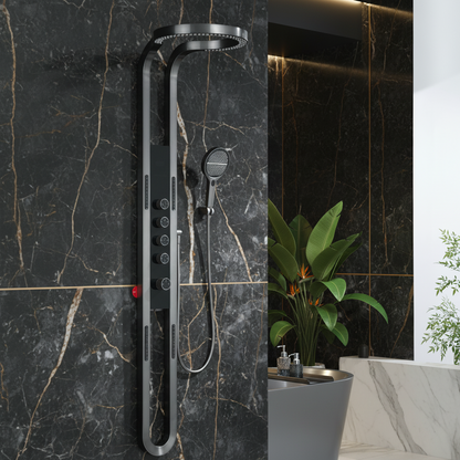 Thermostatisch Douchepaneel Marcelo – Digitale Display - Gunmetal Grey - 182 × 40 × 52 cm