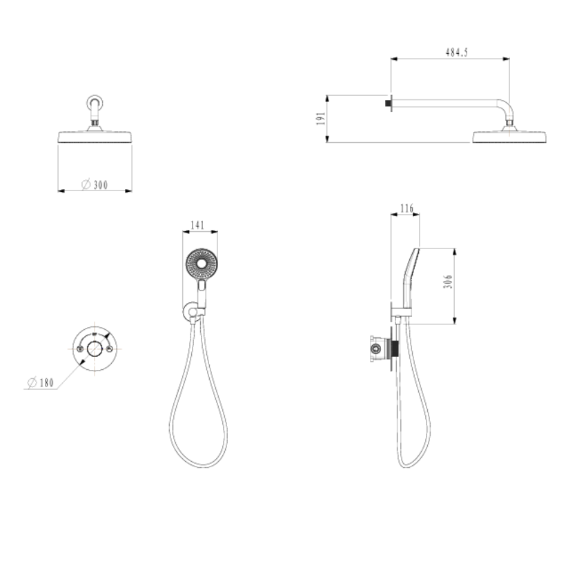 Inbouw Regendoucheset Amalia - Brushed gold