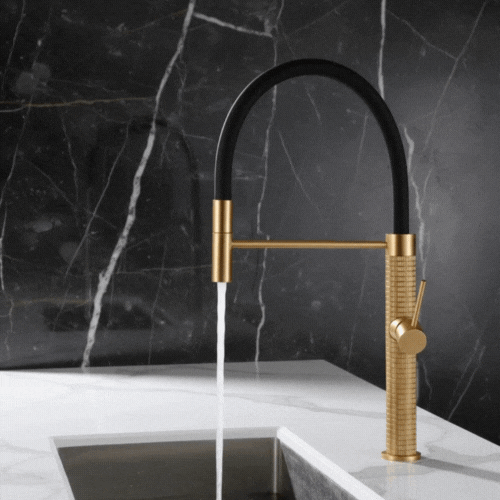 Semi-professionele Keukenkraan Angelica – Uittrekbare Uitloop – Brushed gold - 52.9 × 24.9 × 5.5 cm