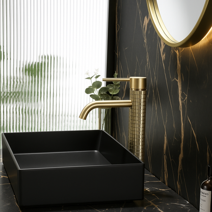 Hoge wastafelkraan Angelica - Brushed gold - 30,5 × 5,5 × 19 cm