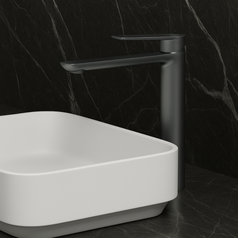 Hoge wastafelkraan Diego  – Gunmetal grey - 27,5 × 16,6 × 22,3 cm