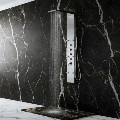 Douchepaneel Manuel – Waterval – Massagejets – Brushed nickel - 150 × 20 × 60 cm