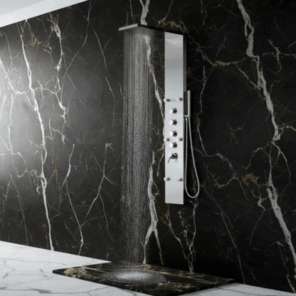 Douchepaneel Manuel – Waterval – Massagejets – Brushed nickel - 150 × 20 × 60 cm