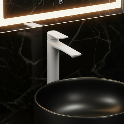 Hoge wastafelkraan Diego  – Matte white - 27,5 × 16,6 × 22,3 cm