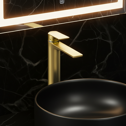 Hoge wastafelkraan Diego  – Brushed gold - 27,5 × 16,6 × 22,3 cm