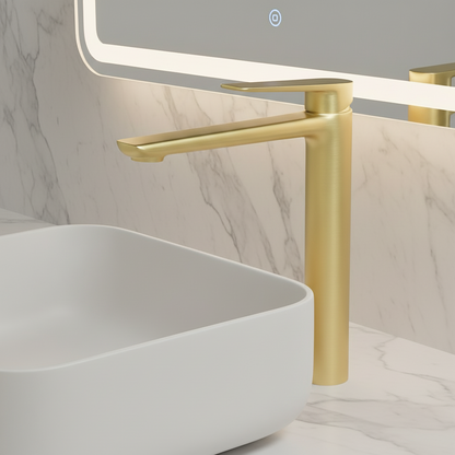 Hoge wastafelkraan Diego  – Brushed gold - 27,5 × 16,6 × 22,3 cm