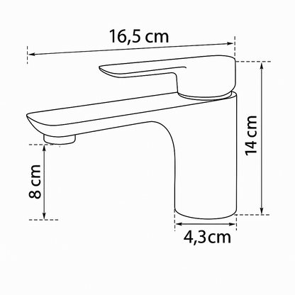 Opbouw wastafelkraan  Silvio – Brushed gold - 14 × 16,5 × 4,3 cm